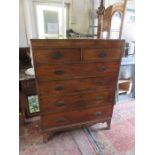 ANTIQUE MAHOGANY TWO OVER FOUR CHEST OF DRAWERS