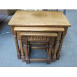 PRIORY STYLE OAK NEST OF THREE TABLES