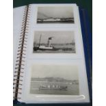 THREE ALBUMS OF VARIOUS POSTCARDS INCLUDING CANAL BOATS, WRECKS, CANADIAN SHIPS AND OTHER SHIPS,