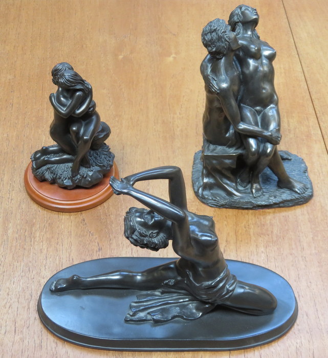 ART DECO STYLE FIGURE AND TWO NUDE FIGURE GROUP