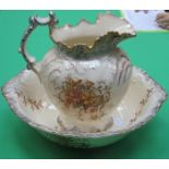 VICTORIAN STYLE FLORAL DECORATED JUG AND BOWL SET