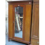 SINGLE DOOR MIRRORED EDWARDIAN INLAID WARDROBE