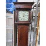 OAK CASED LONGCASE CLOCK WITH HANDPAINTED AND ENAMELLED DIAL, BY W EVANS SHREWSBURY,