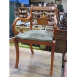 SINGLE BRASS INLAID CARVER ARMCHAIR