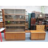 MAHOGANY SIMPLEX FIVE TIER L-SHAPED SECTIONAL BOOKCASE