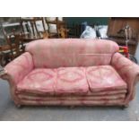 VICTORIAN UPHOLSTERED THREE SEATER SETTEE