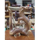 HEAVILY CARVED TREEN CHINESE DRAGON,