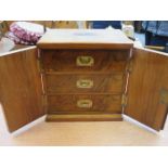 INLAID WALNUT TWO DOOR CABINET WITH NICELY FITTED FLIGHT OF THREE DRAWERS