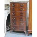 MAHOGANY BOW FRONTED CHEST OF SIX DRAWERS