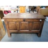 ANTIQUE PANELLED OAK COFFER