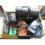 MIXED LOT OF VARIOUS CAMERAS, LENS AND ACCESSORIES, ETC.