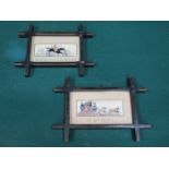 TWO ANTIQUE WINDSOR FRAMES CONTAINING STEVENGRAPHS- THE GOOD OLD DAYS AND DICK TURPIN'S LAST RIDE