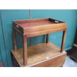 MAHOGANY SERVING TRAY ON STAND