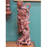 LARGE HEAVILY CARVED ORIENTAL LAMP BASE,