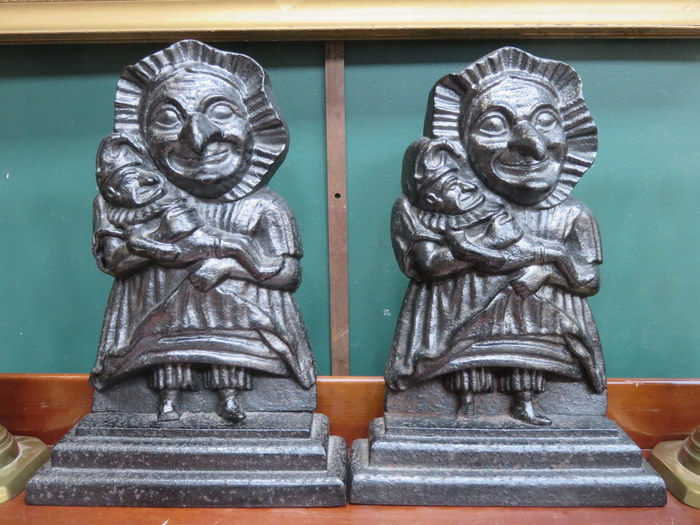 PAIR OF CAST METAL PUNCH & JUDY DOOR STOPS,