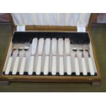 CASED SET OF SILVER PLATED FISH KNIVES AND FORKS