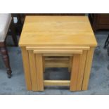 MODERN LIGHT OAK NEST OF THREE TABLES