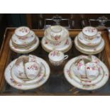 VICTORIAN STYLE GILDED AND FLORAL DECORATED TEA WARE