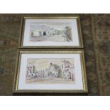 PAIR OF WATERCOLOUR AND INK DRAWINGS DEPICTING MIDDLE EASTERN STYLE SCENES