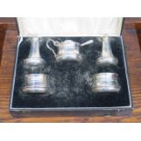 CASED HALLMARKED SILVER CRUET SET,