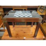 GLASS CHESS TOPPED TABLE AND PIECES