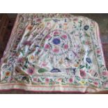 INDIAN EMBROIDERED COVERLET,