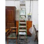 THREE SETS OF VINTAGE WOODEN STEPLADDERS