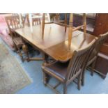 OAK DRAW LEAF DINING TABLE AND FOUR CHAIRS