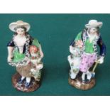 PAIR OF EARLY DERBY STYLE HANDPAINTED AND GILDED CERAMIC FIGURES,