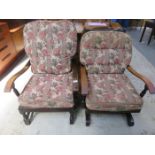 LOW SEATED ERCOL ROCKING CHAIR PLUS ARMCHAIR