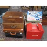 JOB LOT OF SUNDRIES INCLUDING PROJECTOR, CINE CAMERA, STRONGBOX, BRIEF CASE,