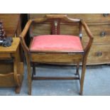 INLAID MAHOGANY PIANO STOOL WITH LIFT UP SEAT