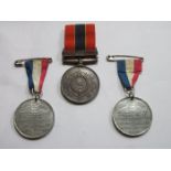 SILVER NATIONAL FIRE BRIGADE SERVICE LONG SERVICE MEDAL AND TWO GEORGE VI COMMEMORATIVE MEDALS