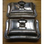 PAIR OF SMALL SILVER PLATED ENTREE DISHES