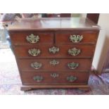 SMALL GEORGIAN STYLE MAHOGANY TWO OVER THREE CHEST OF DRAWERS