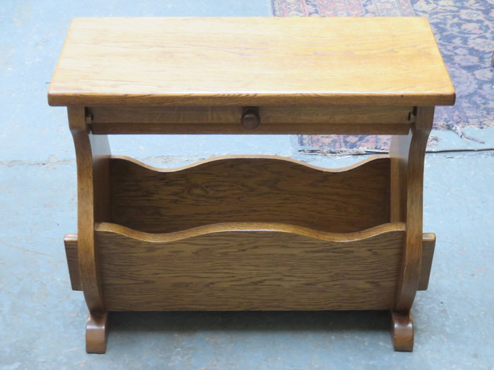 OAK MAGAZINE TABLE FITTED WITH SINGLE DRAWER
