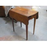 SMALL ANTIQUE MAHOGANY SINGLE DRAWER DROP LEAF PEMBROKE TABLE