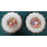 PAIR OF AYNSLEY GILDED FRUIT AND FOLIAGE DECORATED CABINET PLATES,