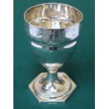 EARLY GEORGIAN HALLMARKED SILVER STEMMED GOBLET, LONDON ASSAY,