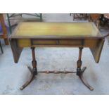 INLAID DROP LEAF SOFA TABLE FITTED WITH SINGLE DRAWERS