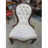 MAHOGANY BUTTON BACK ARMCHAIR