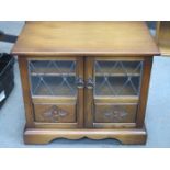 PRIORY STYLE TWO DOOR LEADED GLASS TELEVISION CABINET