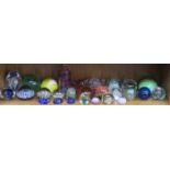 PARCEL OF VARIOUS MULTI-COLOURED PAPERWEIGHTS WITH VASE AND DISH, ETC.