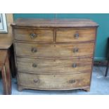 BOW FRONTED MAHOGANY TWO OVER THREE CHEST OF DRAWERS