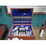 OAK CASED PART CANTEEN OF SILVER PLATED CUTLERY