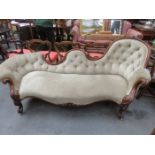 GOOD QUALITY VICTORIAN FRAMED UPHOLSTERED CHAISE LONGUE