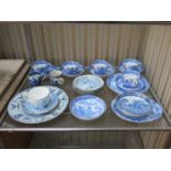 VARIOUS BLUE AND WHITE CHINA AND CERAMICS INCLUDING WORCESTER, ETC.