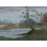 J W CLIFFE, FRAMED WATERCOLOUR DEPICTING A COUNTRY LAKESIDE SCENE,
