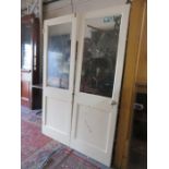 PAIR OF PAINTED AND GLAZED INTERIOR DOORS