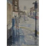 SHEILA TURNER, FRAMED WATERCOLOUR DEPICTING GILDARD STREET, LIVERPOOL,